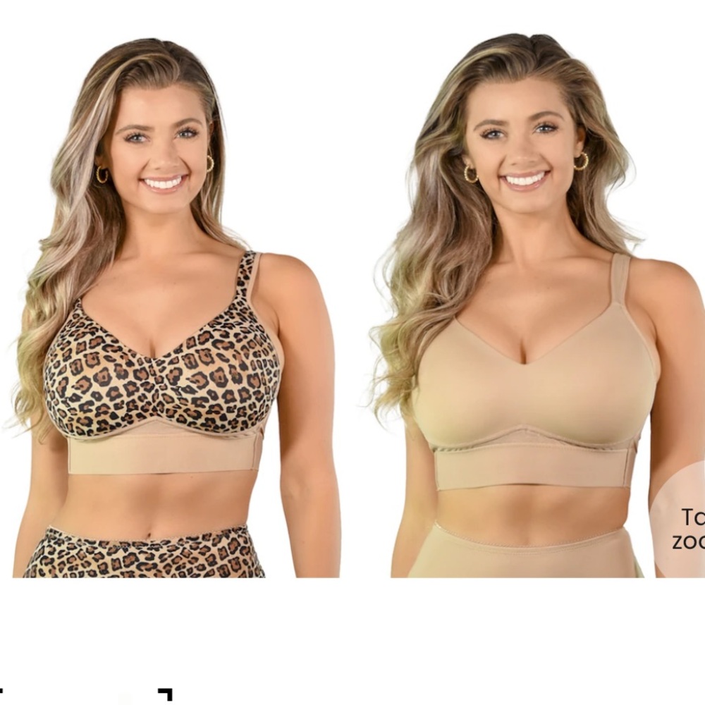 Rhonda Shear Leopard Print and Nude Wireless Comfort Bras